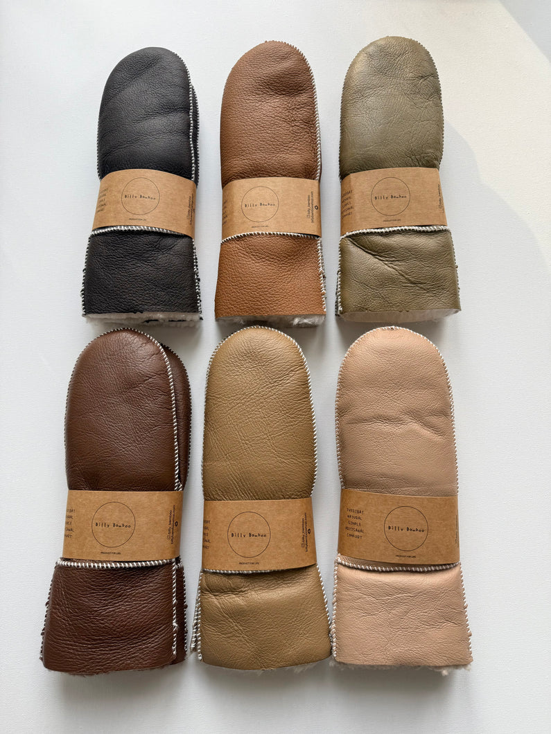 SHEARLING MITTENS - neutral