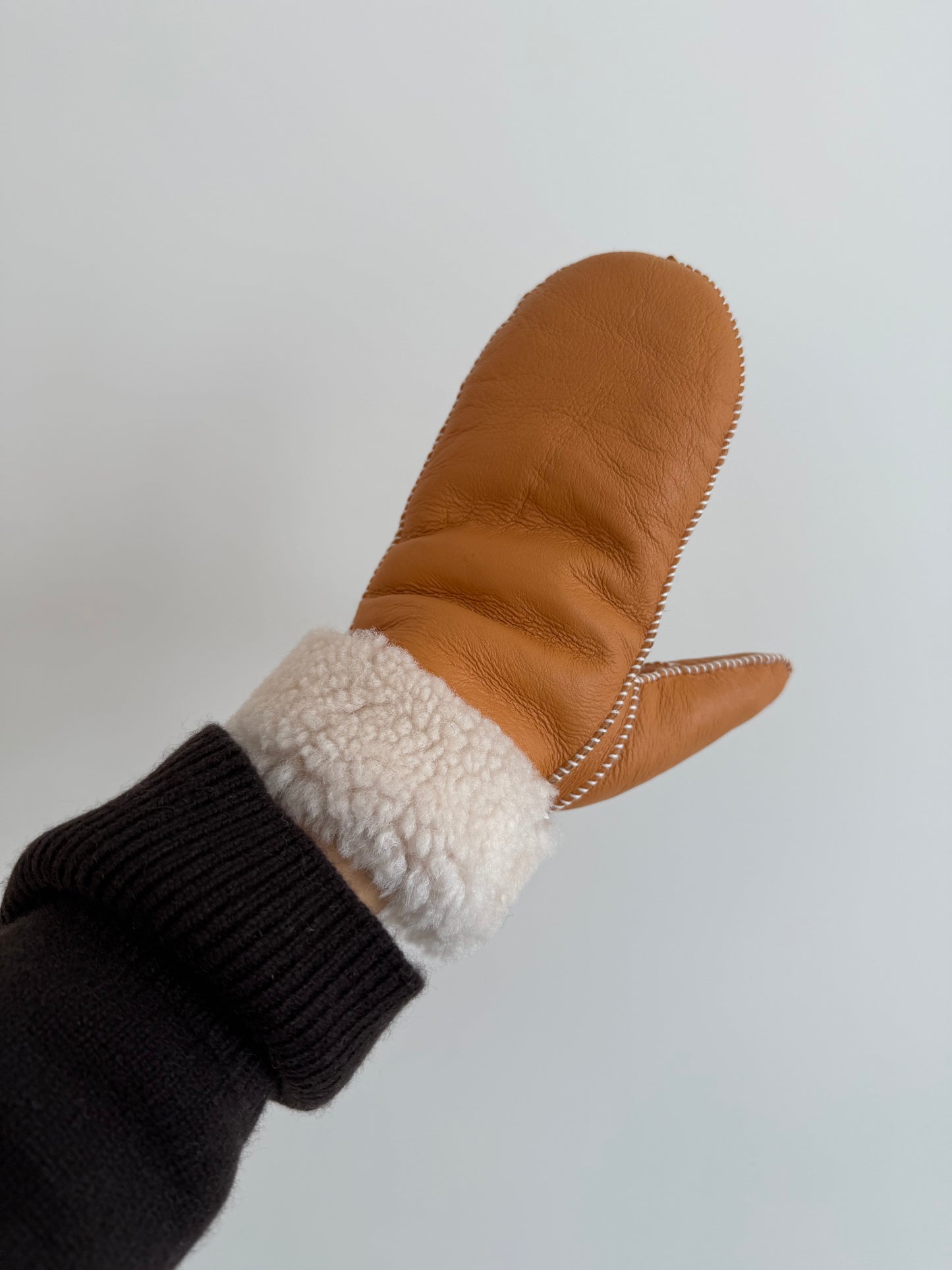 SHEARLING MITTENS - snow pastel