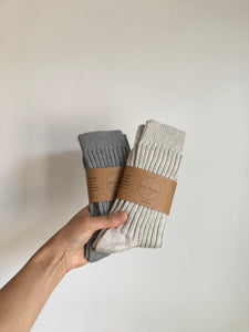 RIBBED COTTON HIGH SOCKS - neutral