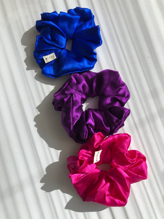 PURE SILK SCRUNCHIES - crystal brights