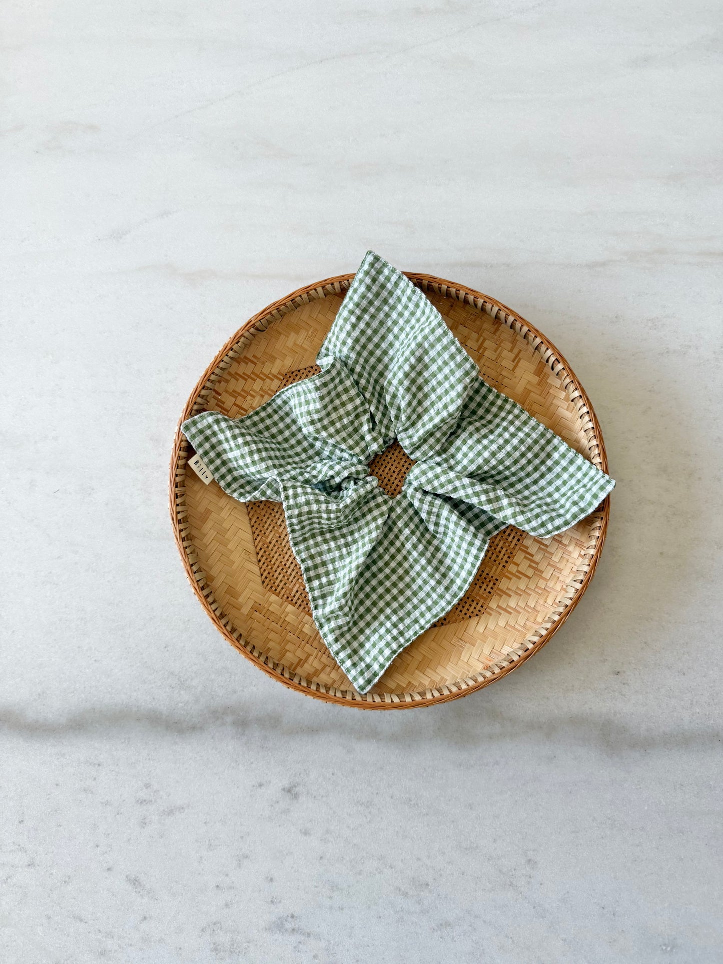 MINI GINGHAM PETAL SCRUNCHIES - neutral