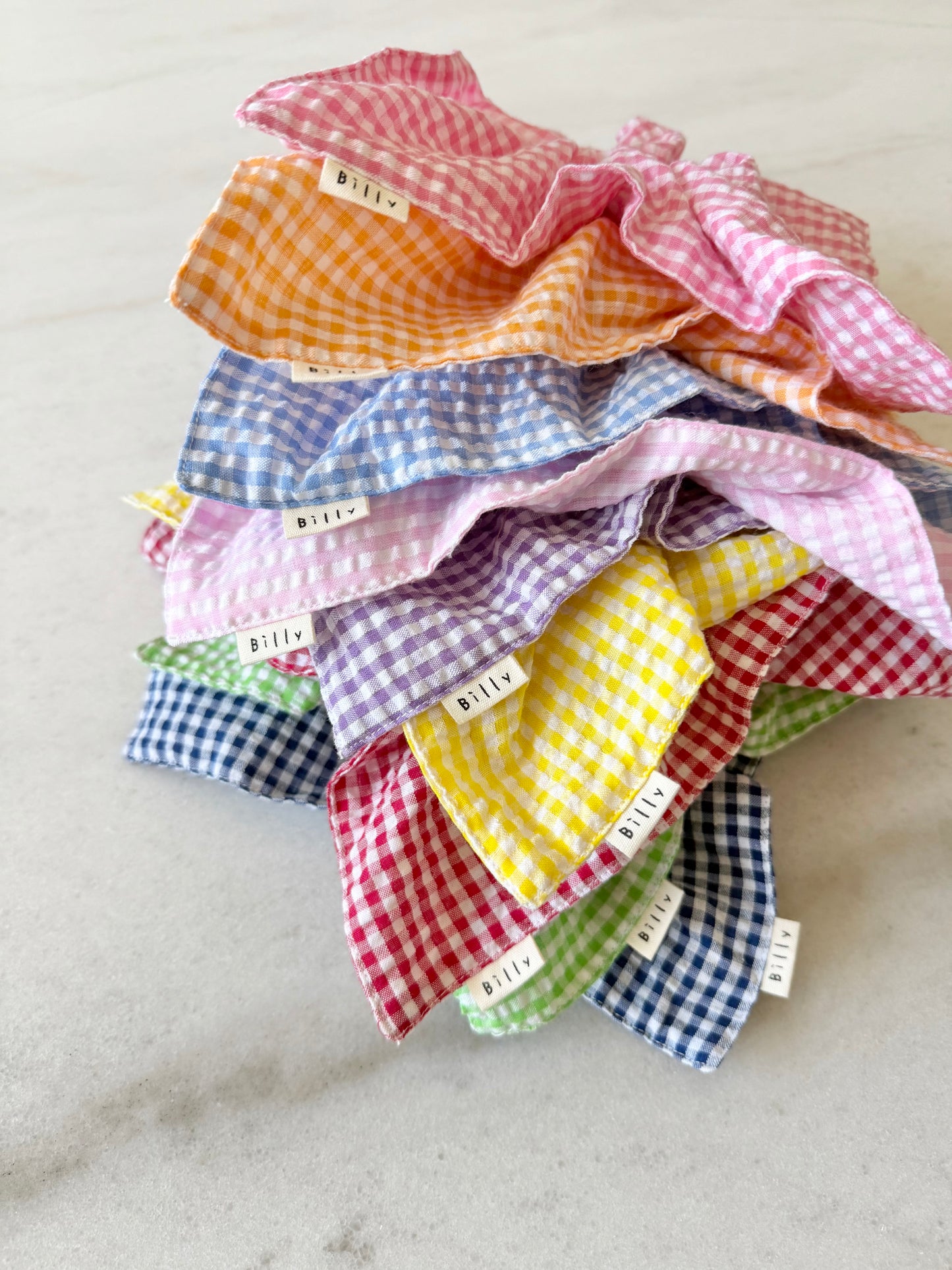 MINI GINGHAM PETAL SCRUNCHIES - bright