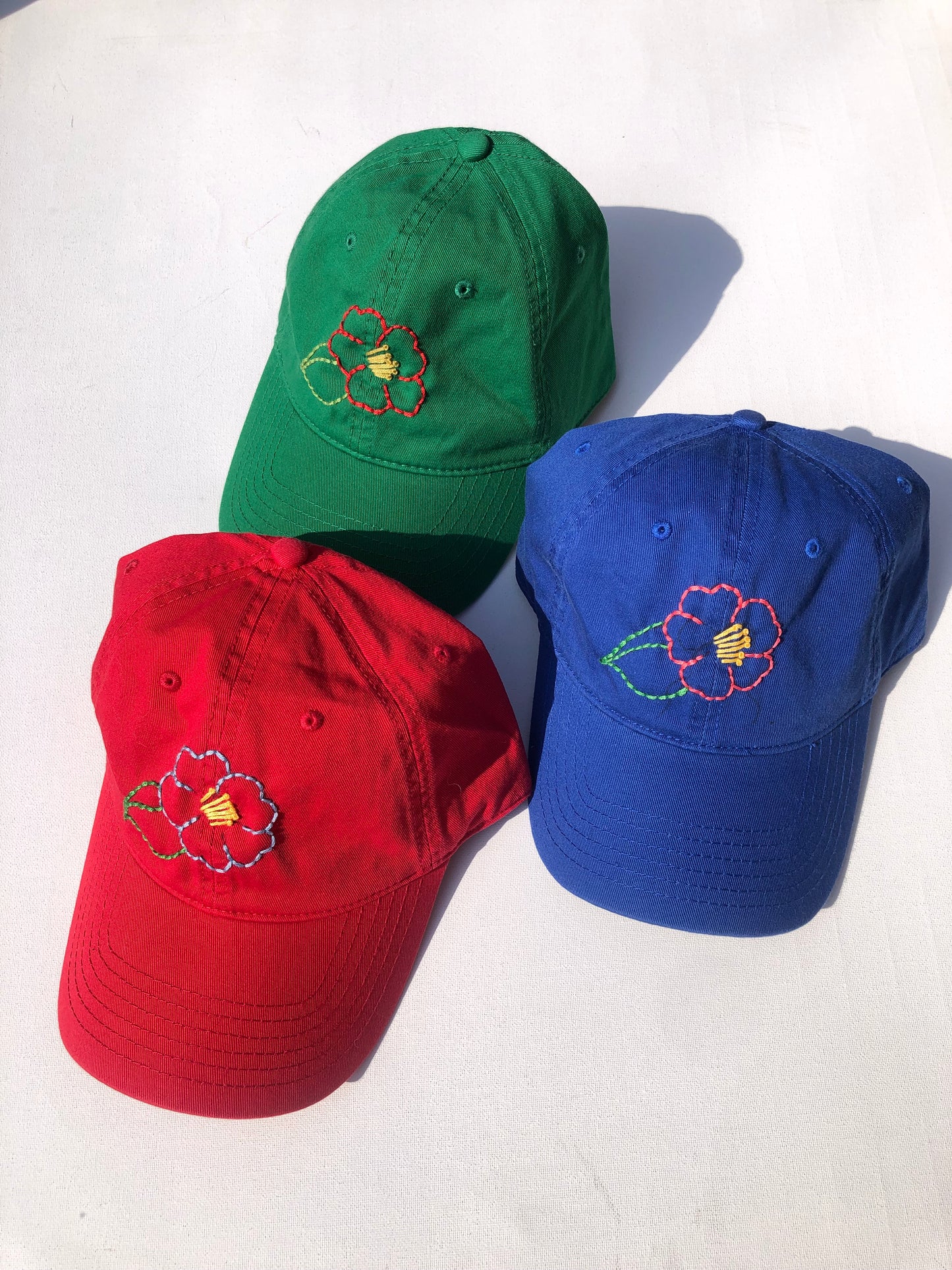 HAND EMBROIDERY CAMELLIA CAPS