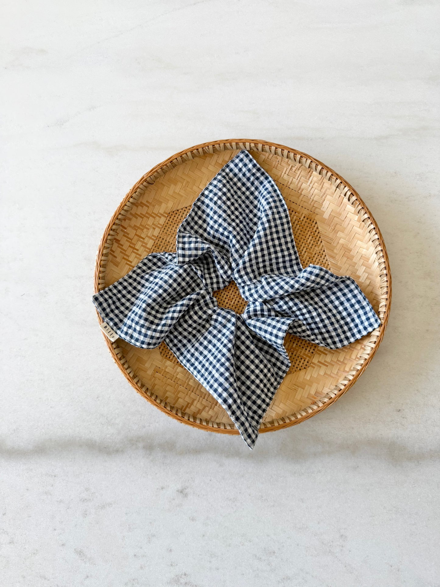 MINI GINGHAM PETAL SCRUNCHIES - neutral