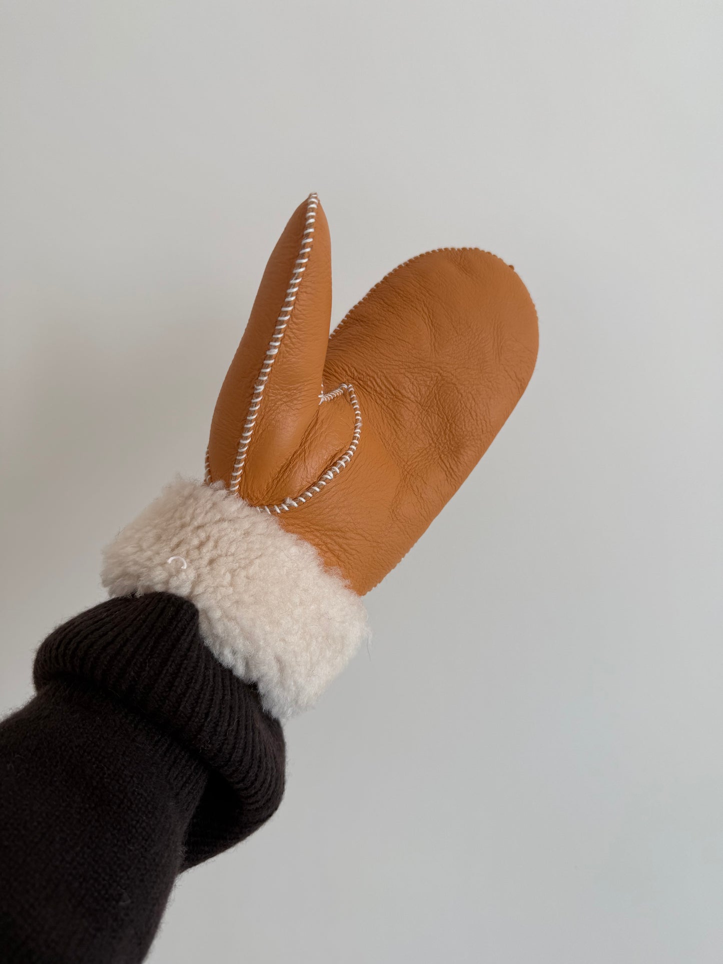 SHEARLING MITTENS - snow pastel