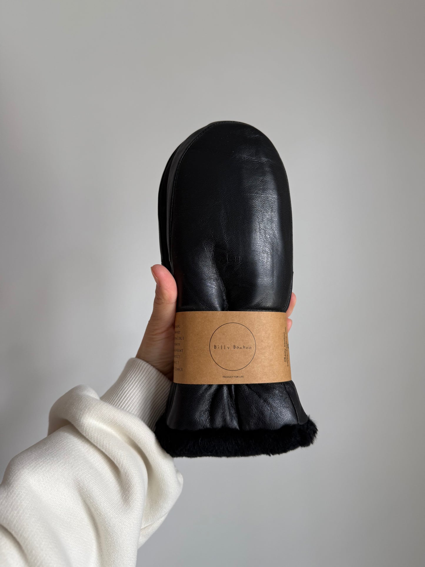LEATHER SHEARLING MITTENS