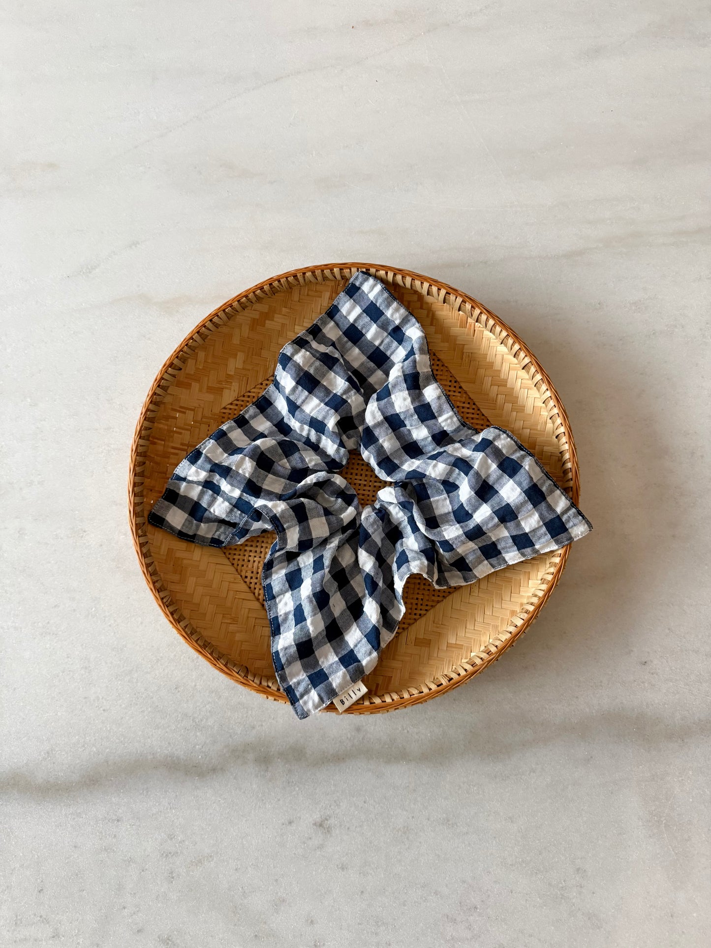 GINGHAM PETAL SCRUNCHIES - neutral
