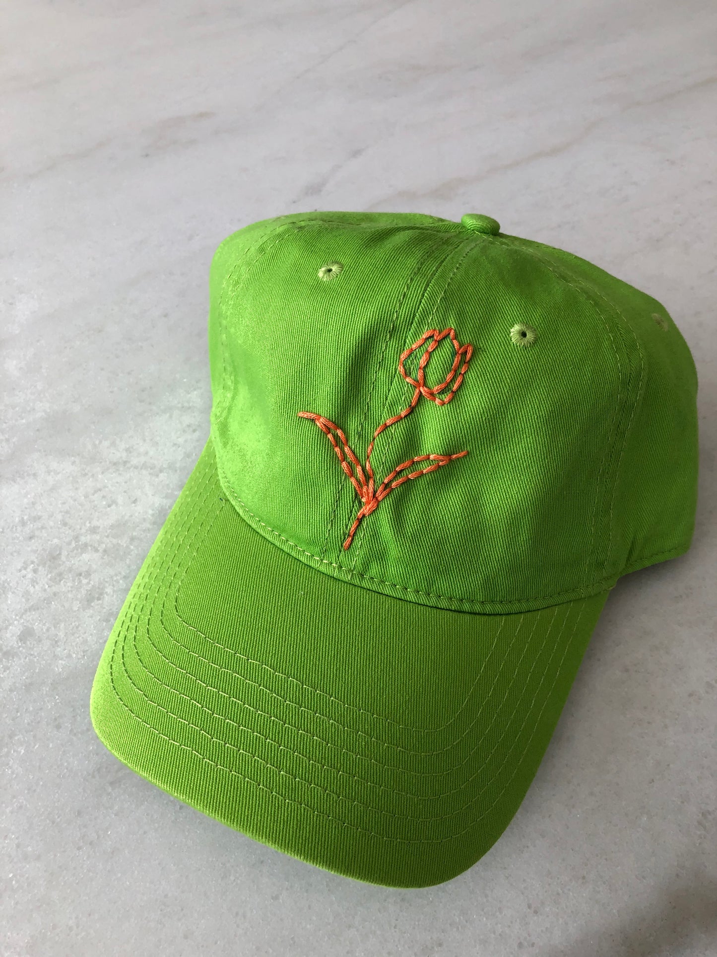 HAND EMBROIDERED TULIPS CAPS