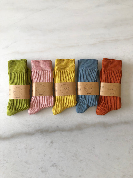 RIBBED COTTON HIGH SOCKS - pastel