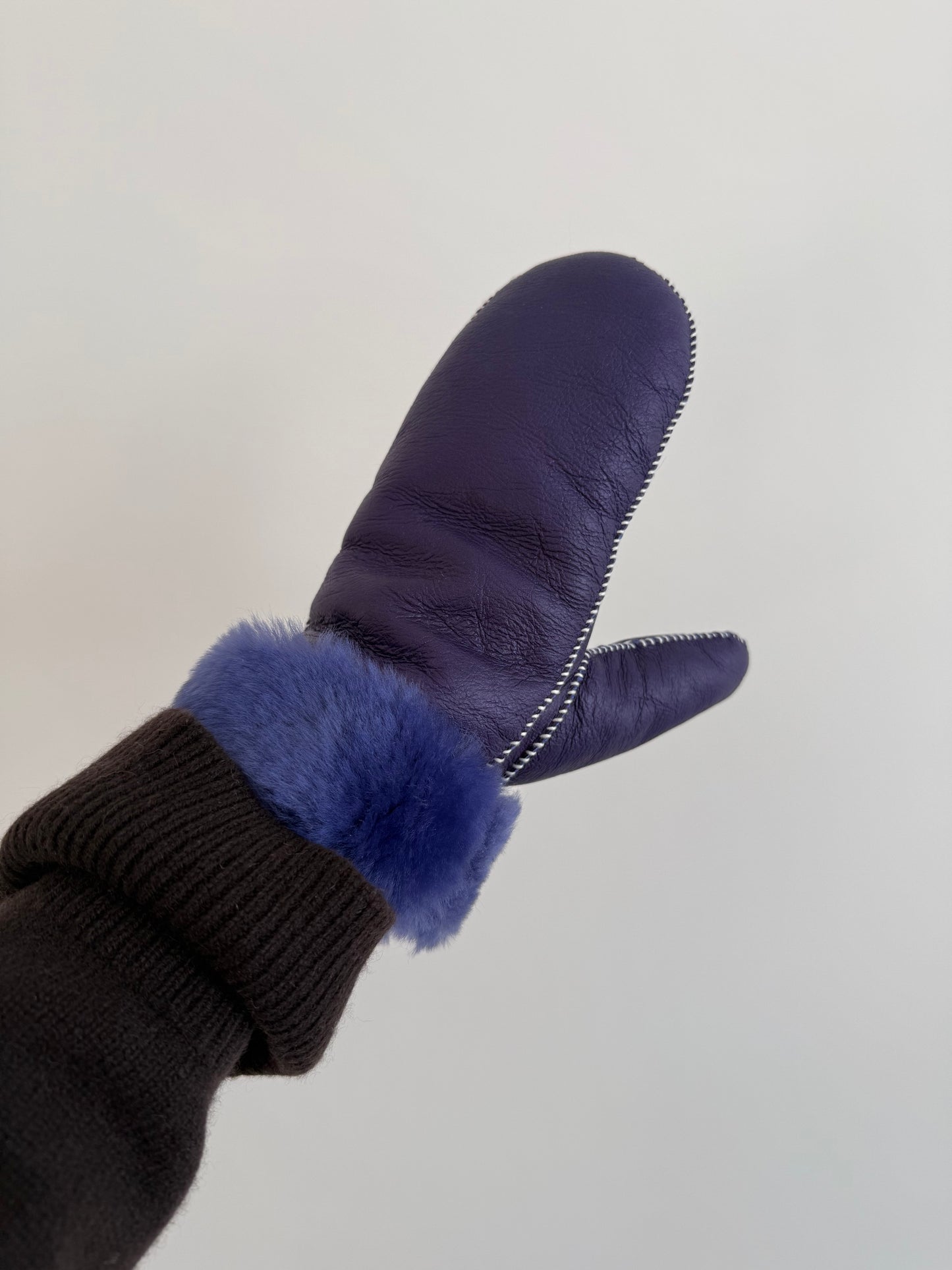 SHEARLING MITTENS - snow pastel