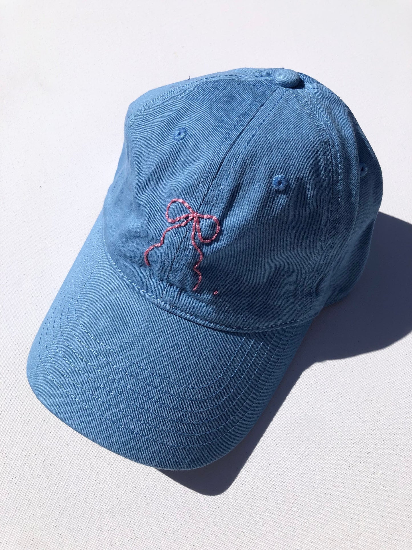 HAND EMBROIDERY BOW CAPS - pastel