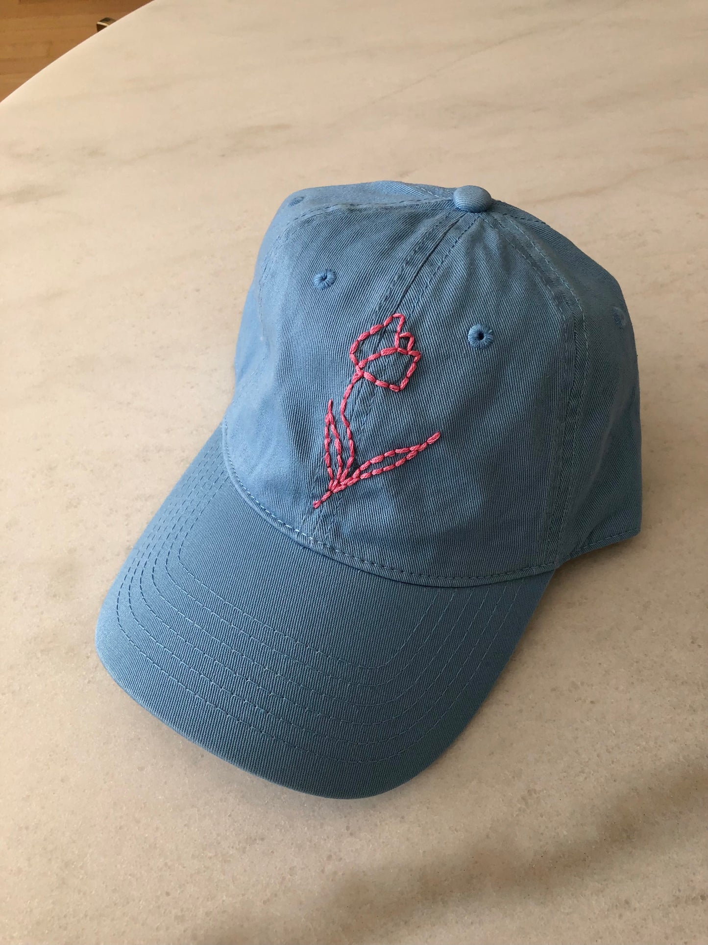 HAND EMBROIDERED TULIPS CAPS