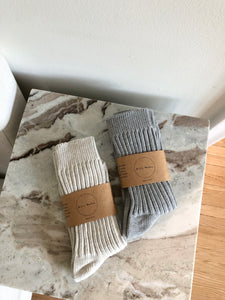 RIBBED COTTON HIGH SOCKS - neutral