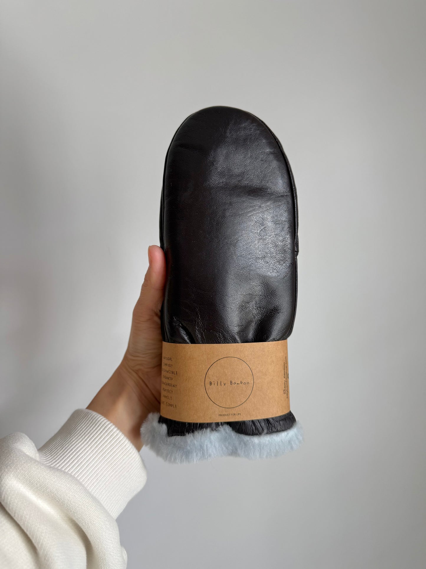 LEATHER SHEARLING MITTENS