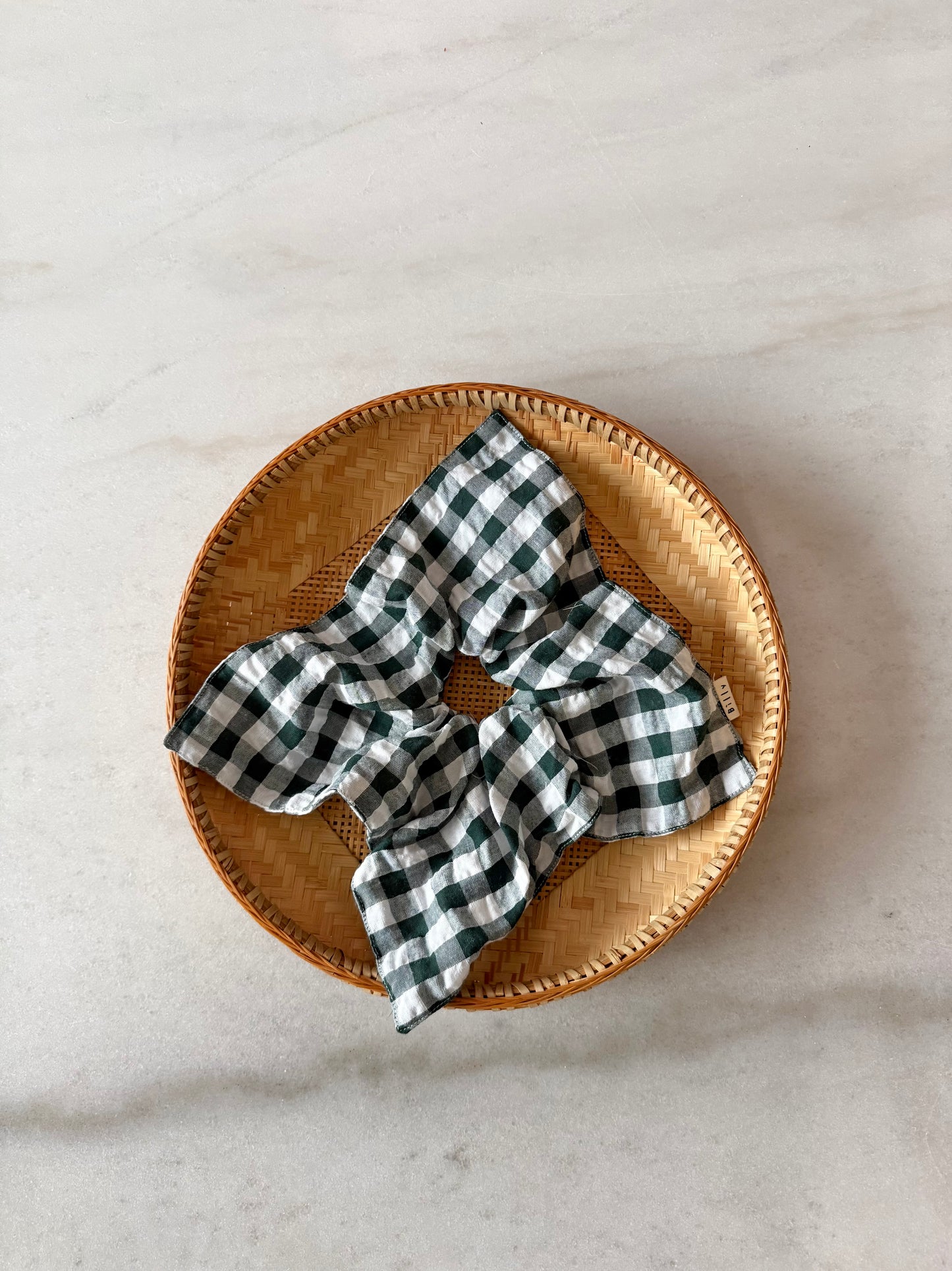 GINGHAM PETAL SCRUNCHIES - neutral