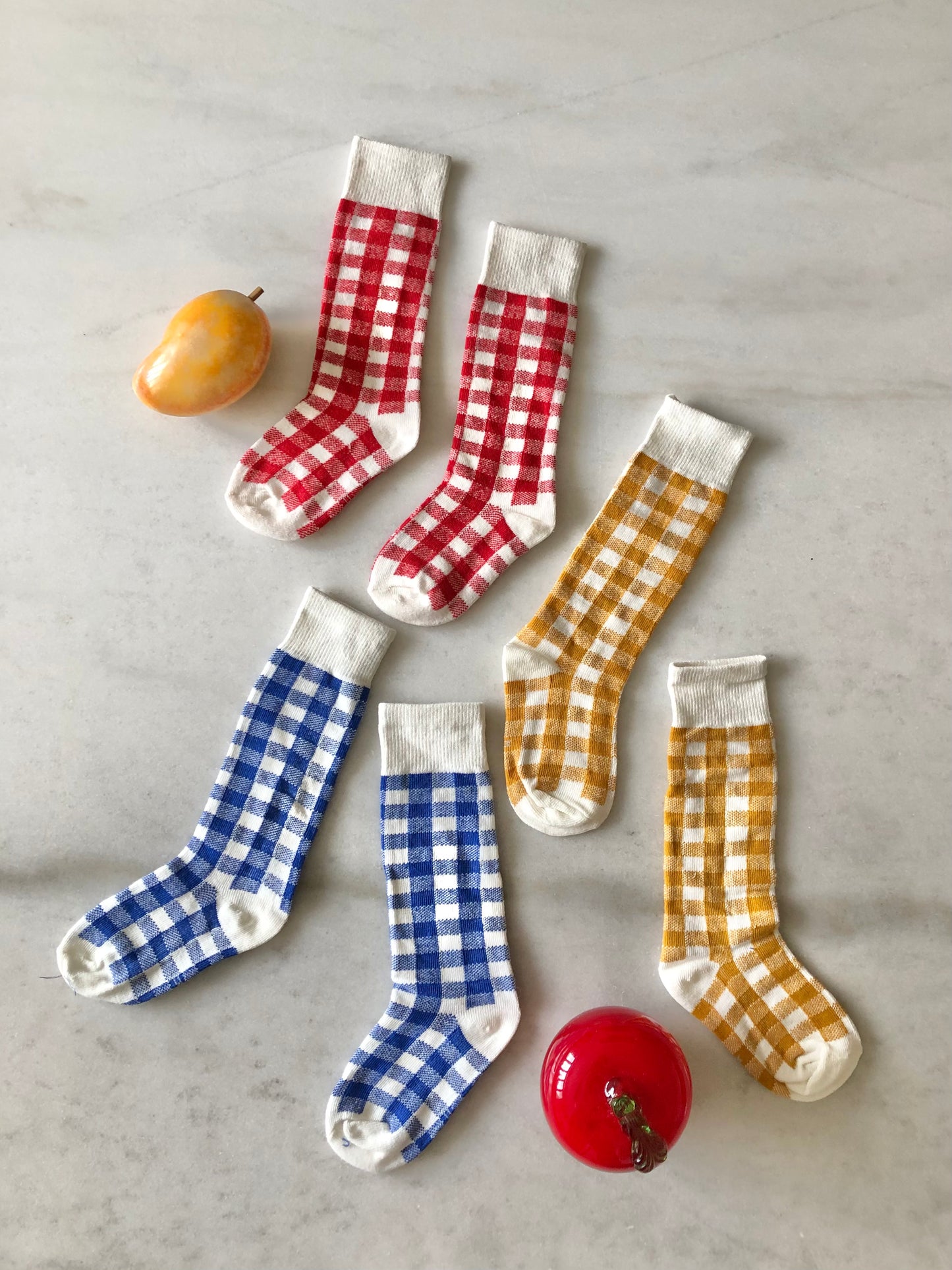 KIDS GINGHAM HIGH SOCKS