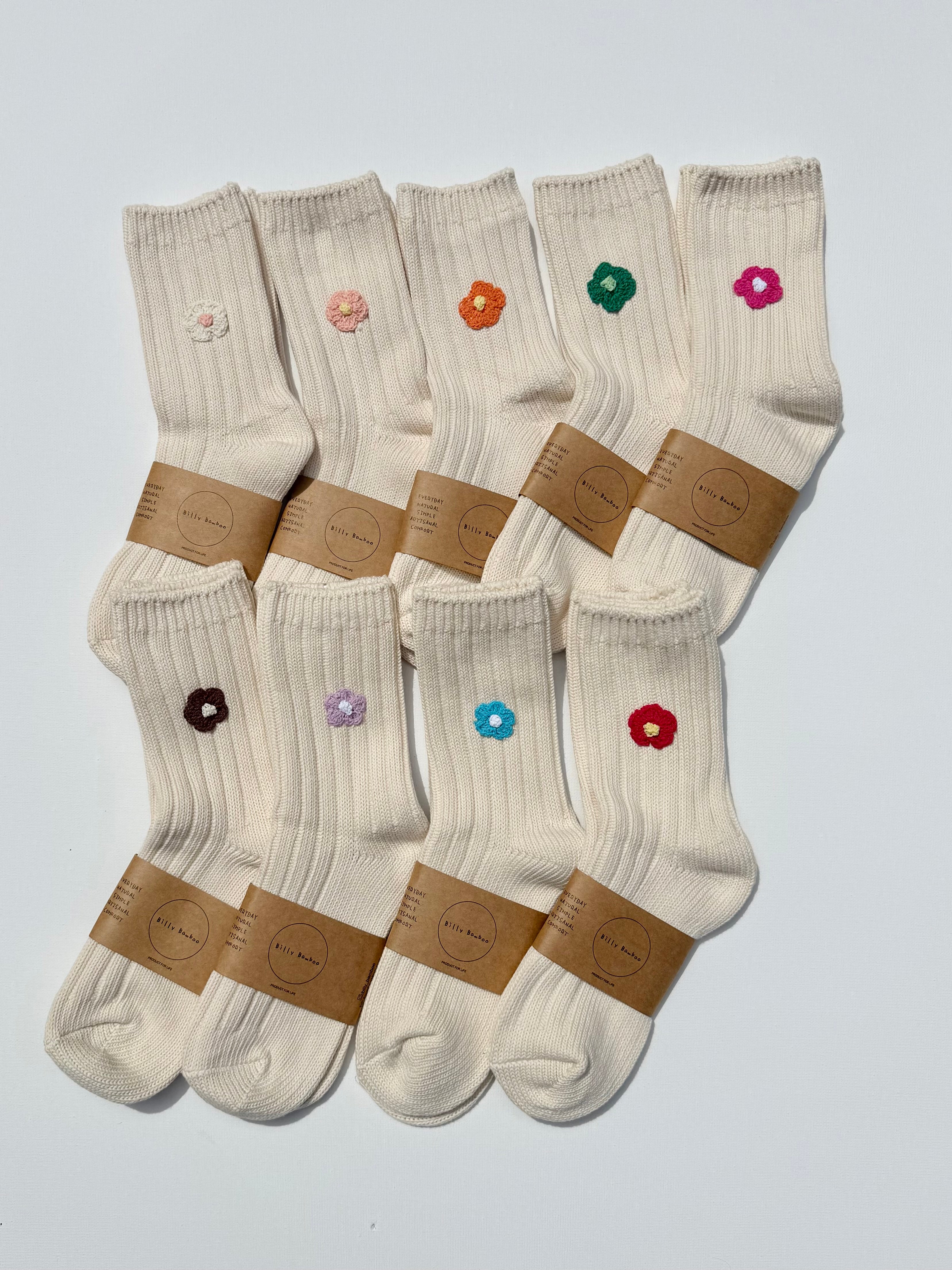 CROCHET HAPPY FLOWER SOCKS – Billy Bamboo