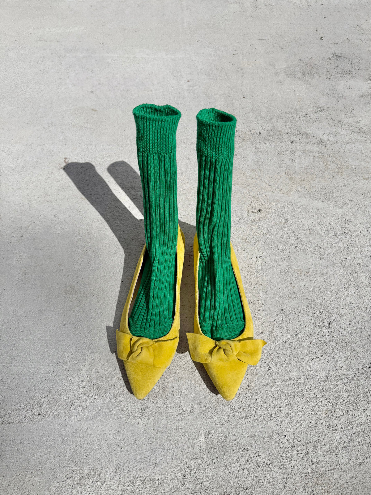 RIBBED COTTON HIGH SOCKS - crystal bright