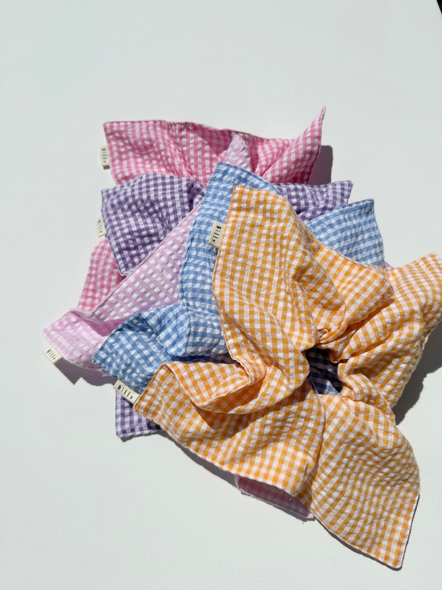 MINI GINGHAM PETAL SCRUNCHIES - bright