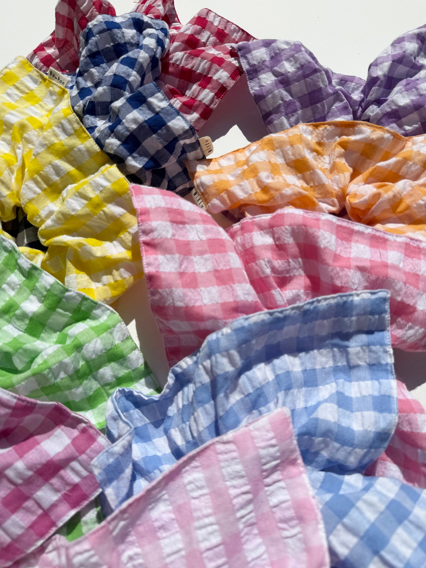 GINGHAM PETAL SCRUNCHIES - crystal bright