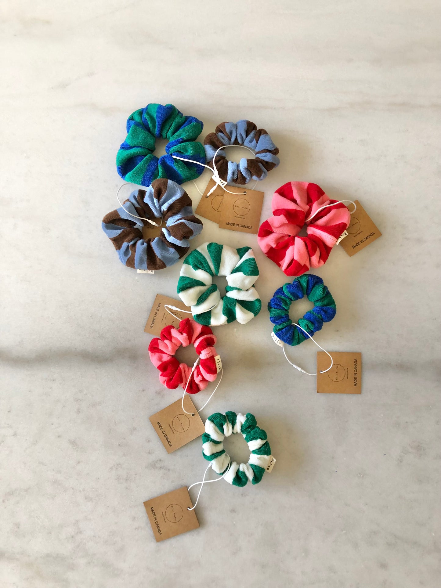 TOWELING STRIPE SCRUNCHIES