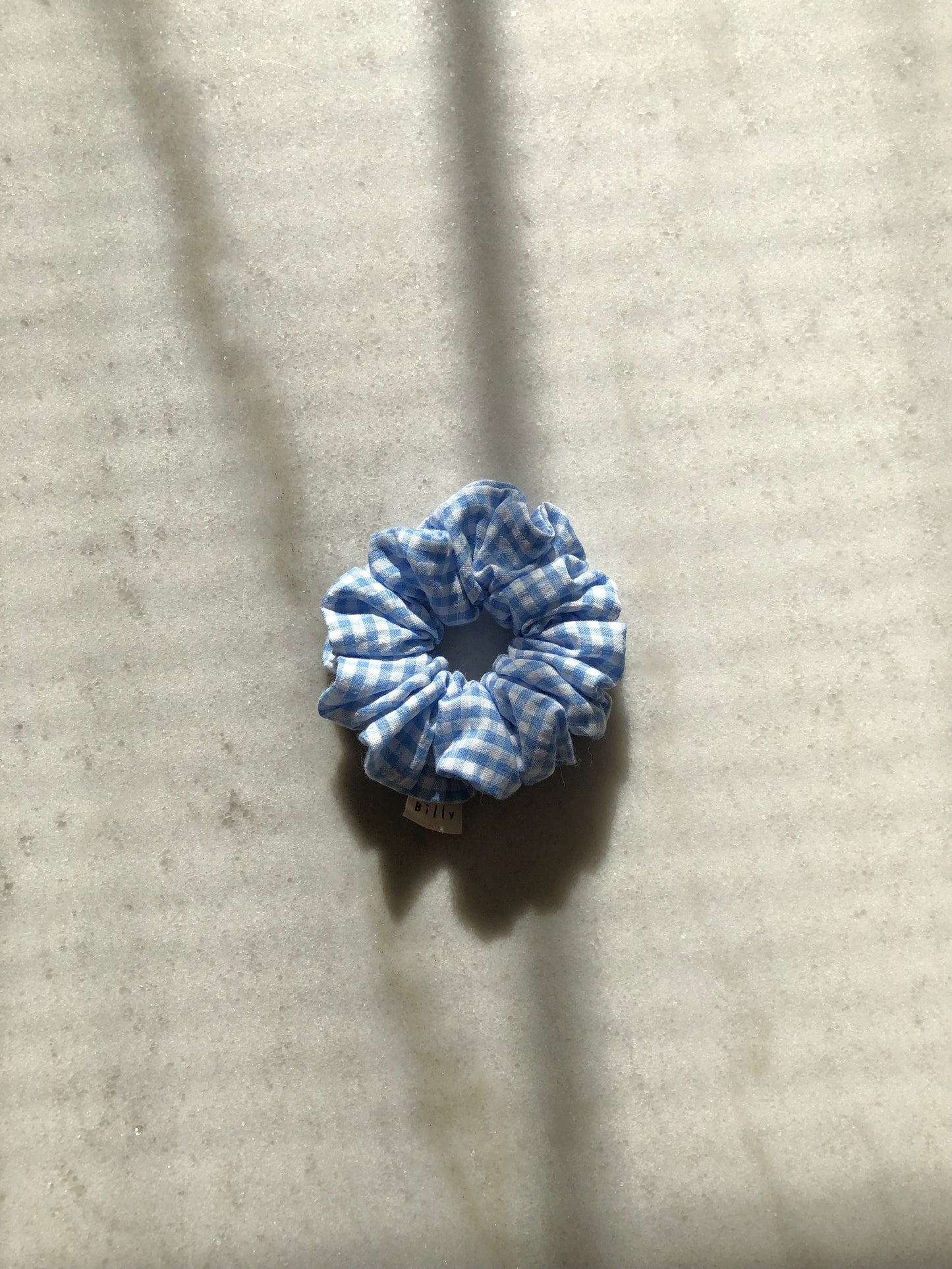 MINI GINGHAM SEERSUCKER SCRUNCHIES - snow pastel