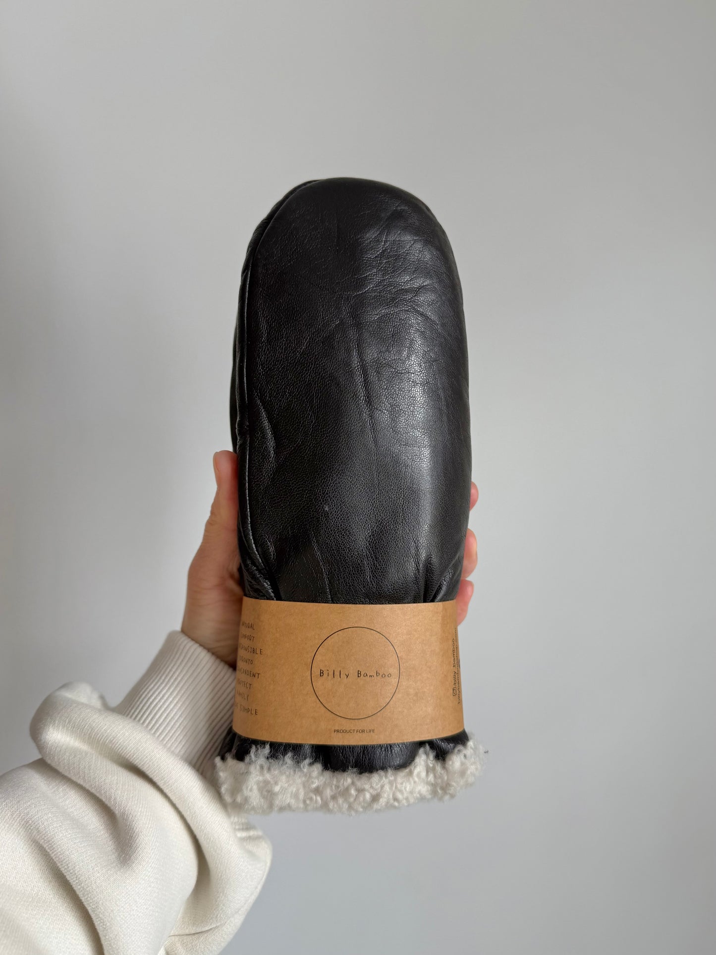 LEATHER SHEARLING MITTENS