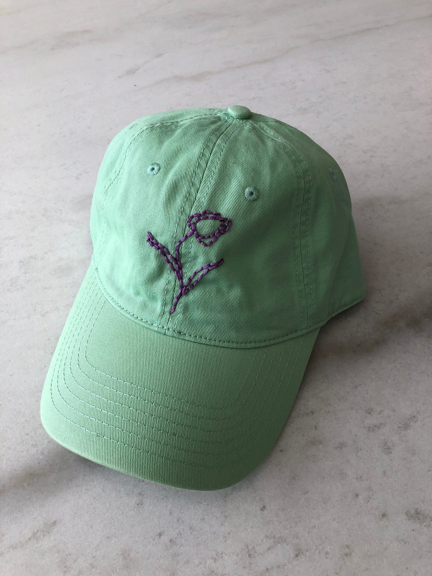HAND EMBROIDERED TULIPS CAPS
