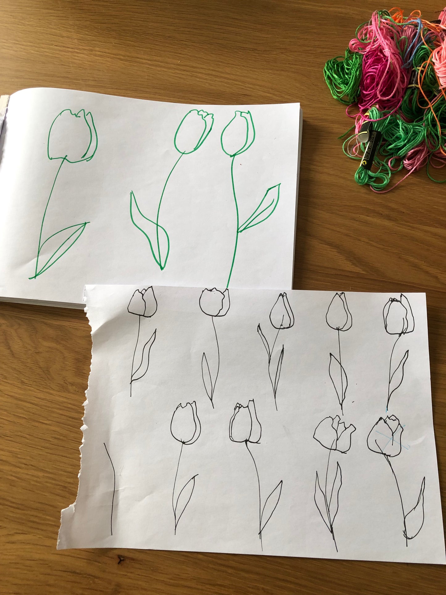 HAND EMBROIDERED TULIPS CAPS