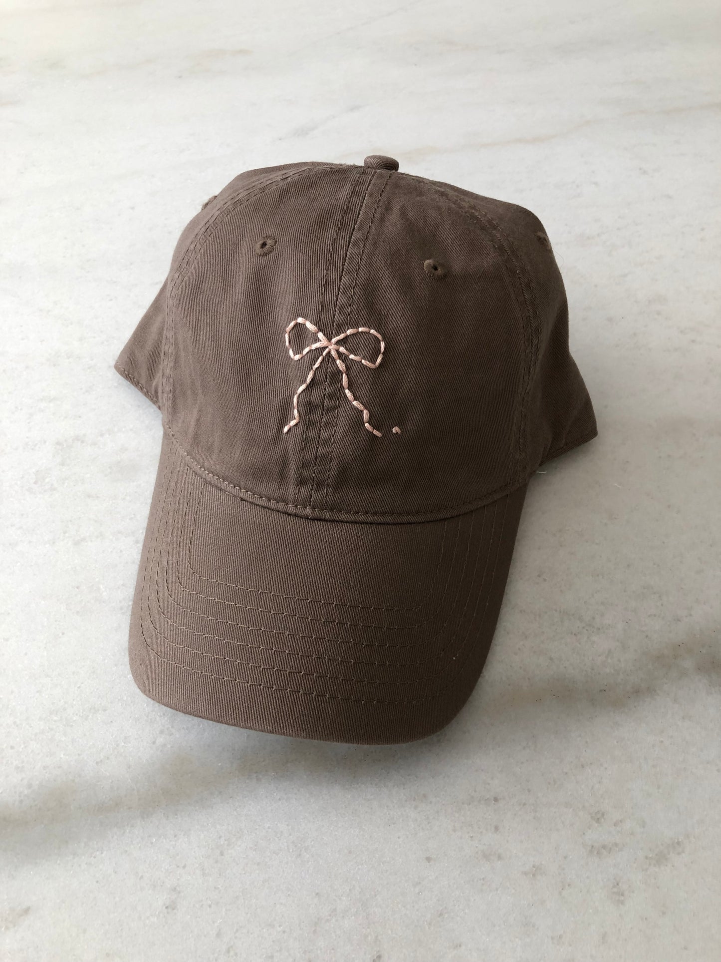 HAND EMBROIDERED BOW CAPS - neutral