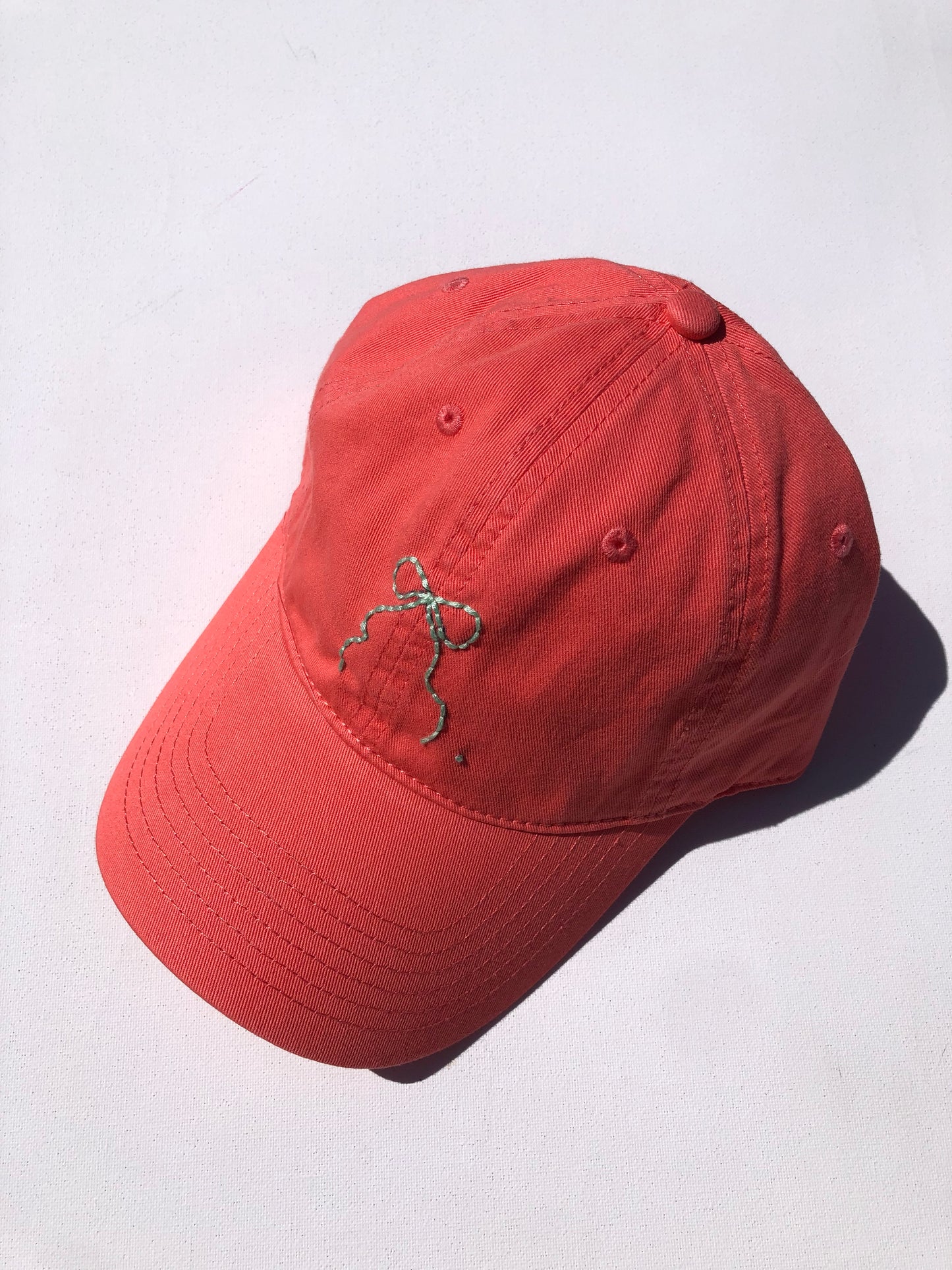 HAND EMBROIDERY BOW CAPS - pastel
