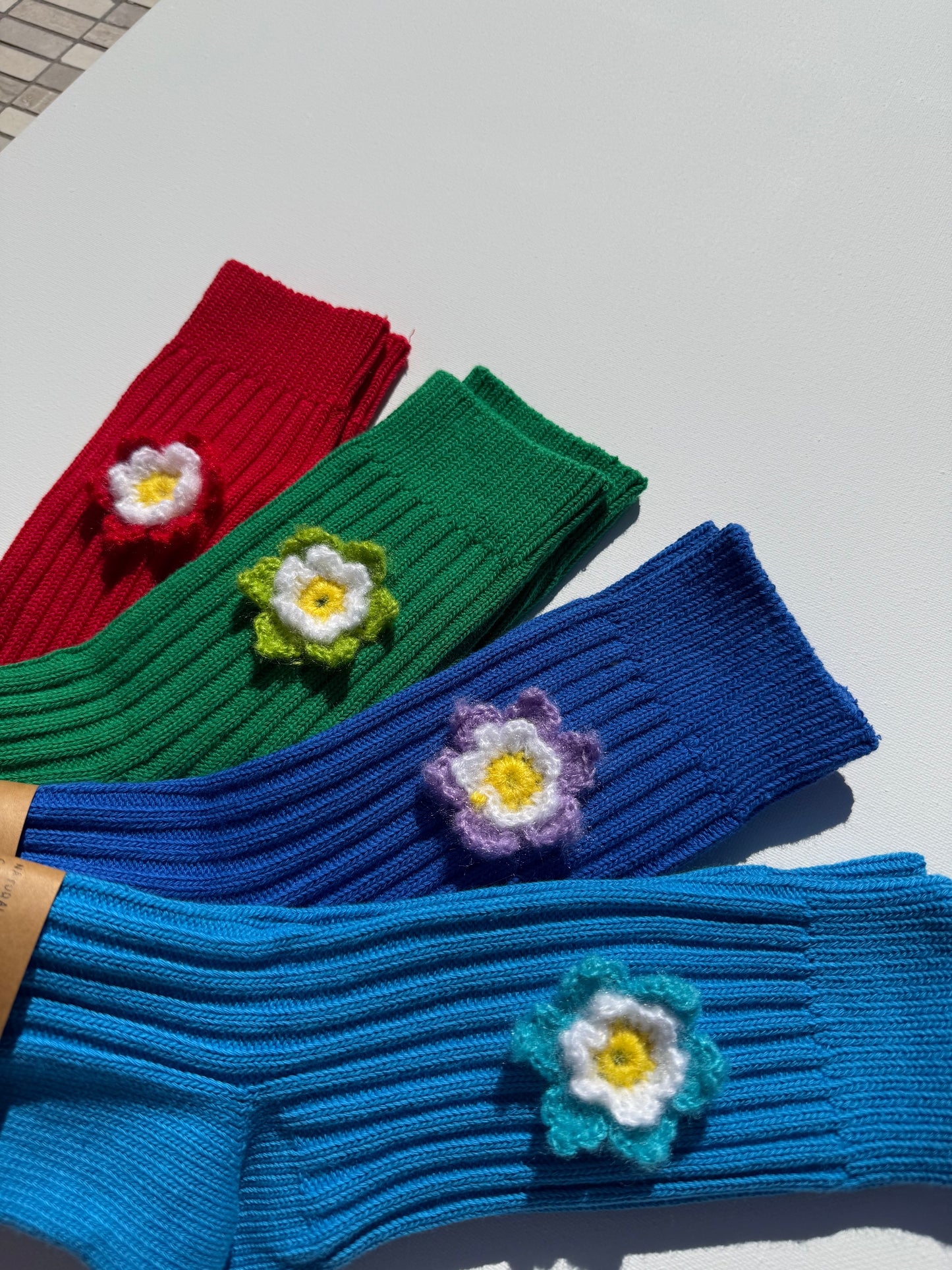 CROCHET DAFFODILS COTTON SOCKS