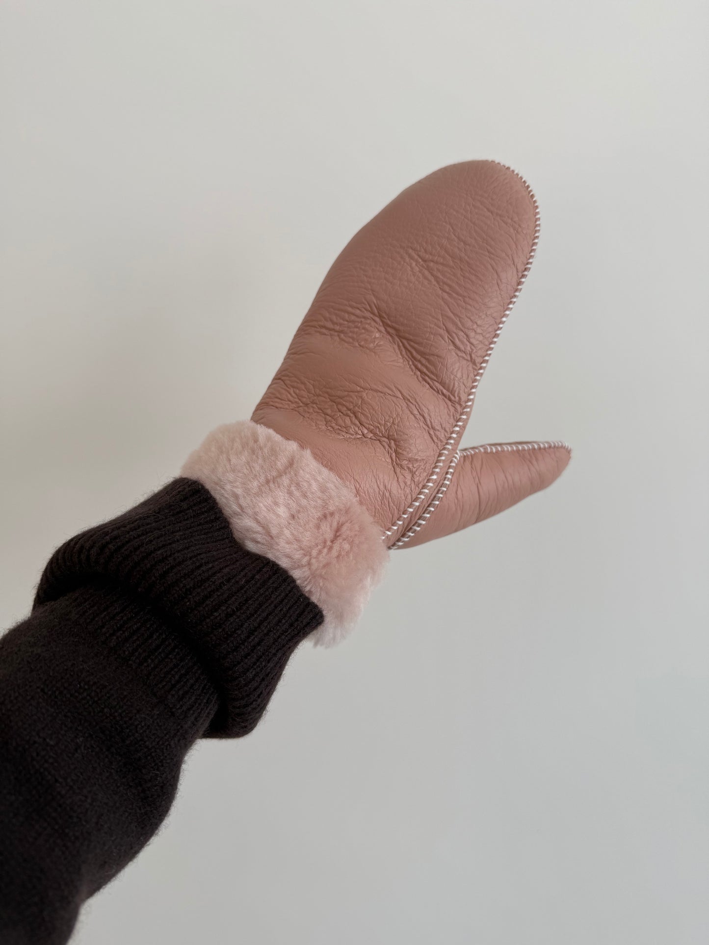 SHEARLING MITTENS - snow pastel