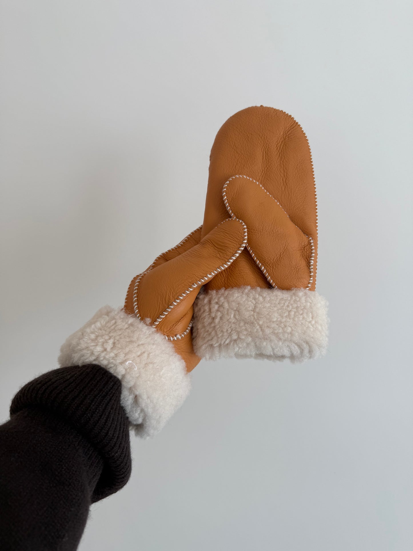 SHEARLING MITTENS - snow pastel