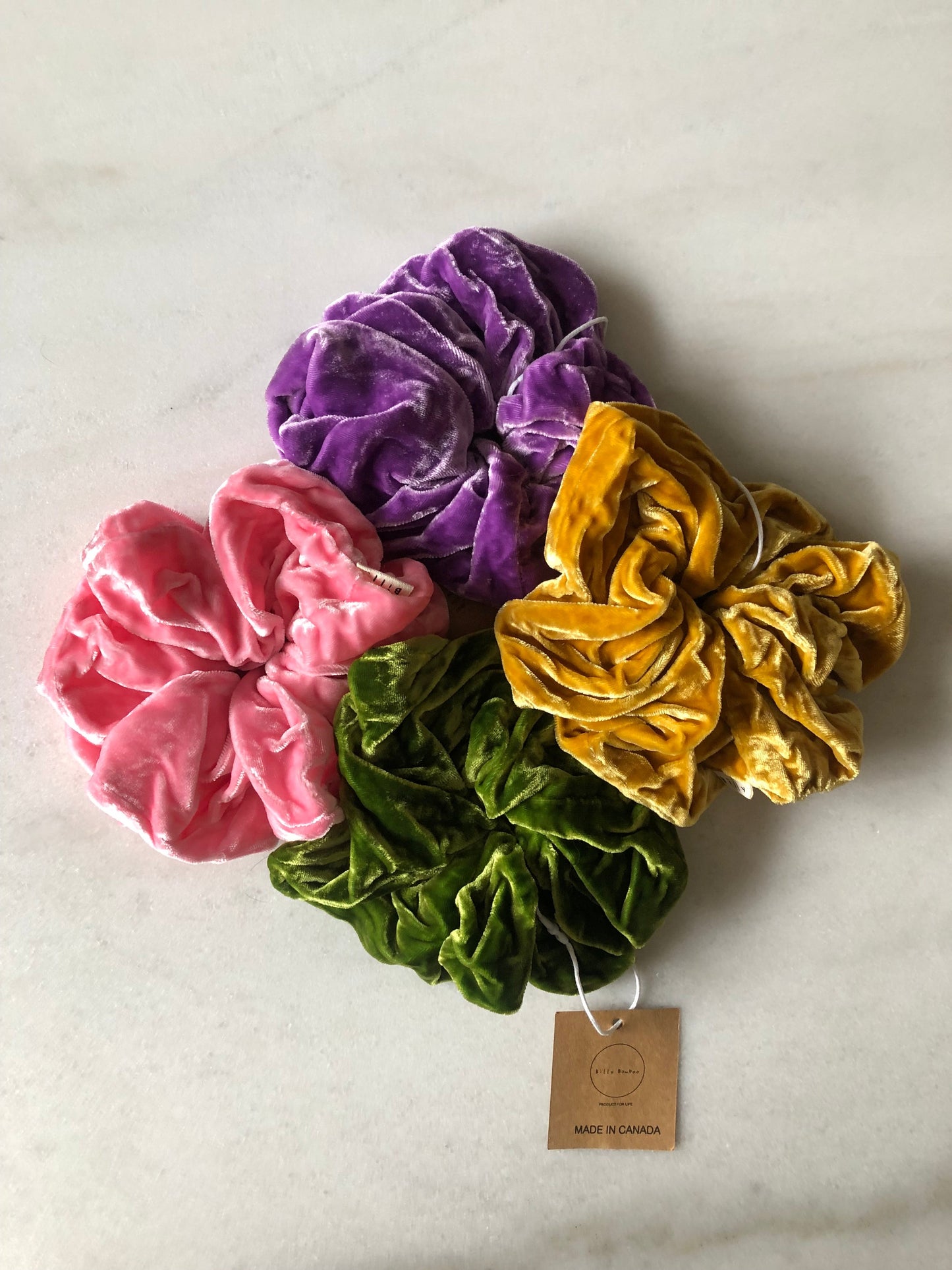 SILK VELVET SCRUNCHIES - crystal bright