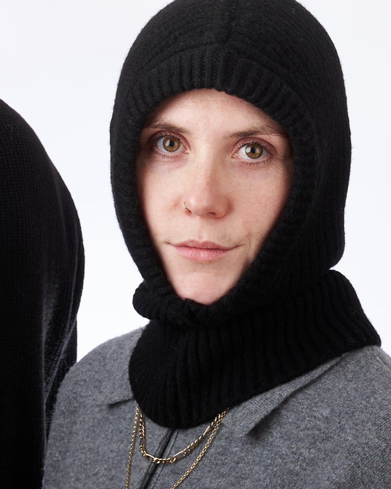 CHUNKY RIB FUZZY WOOL BALACLAVA - NUETRAL