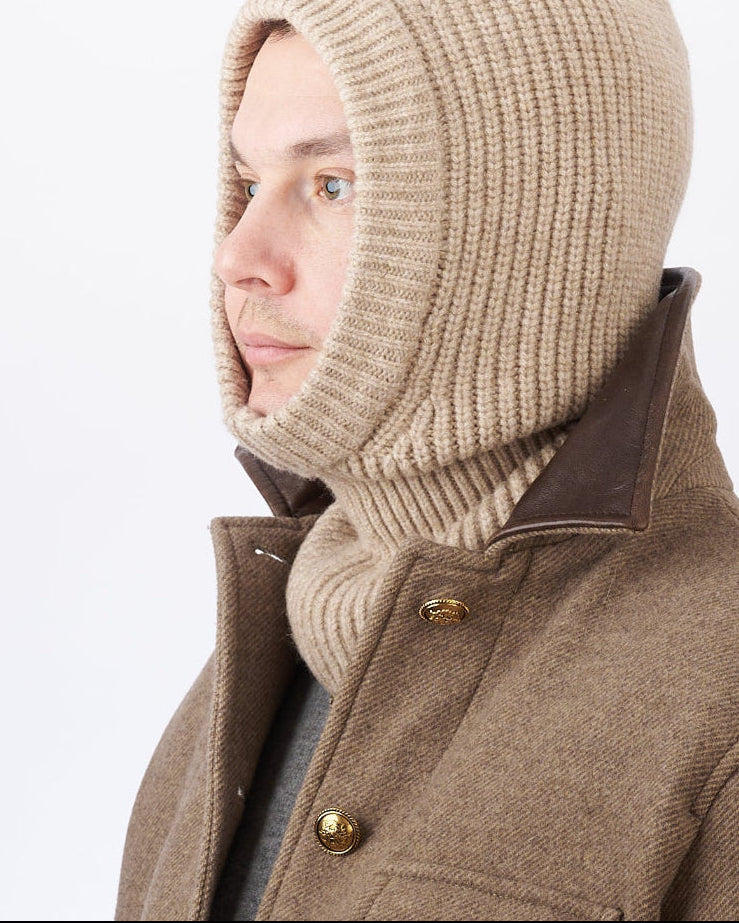 CHUNKY RIB FUZZY WOOL BALACLAVA - NUETRAL