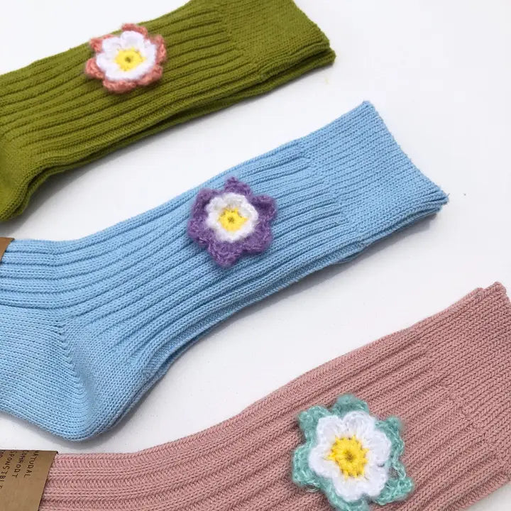 CROCHET DAFFODILS COTTON SOCKS
